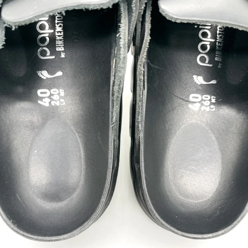Birkenstock Papillio Boston Chunky Clog Womens 9 Shari Black Leather Platform